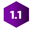 Purple hexagon with the number of version in the middle