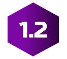 Purple hexagon with the number of version in the middle